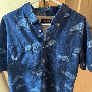 Chaps Navy Fish Pattern Shirt